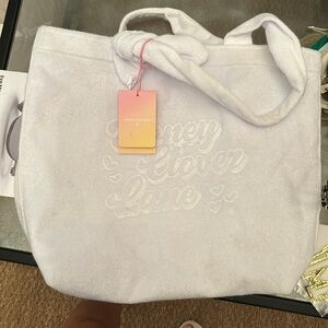 Stoney Clover Lane white terry tote